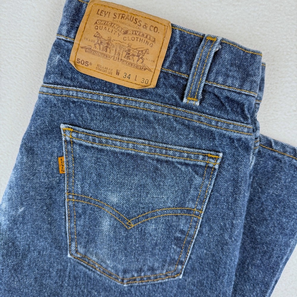 Vtg 90s Levi's 505 Jeans 34x30 (fits 33x30) Orange Tab Straight Leg USA Made